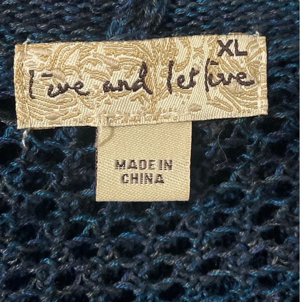 Live and Let Live Women Mesh Sweater XL Blue Boho Festival‎ Crochet Coastal - Picture 3 of 5